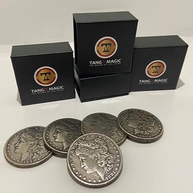 Replica Morgan Expanded Shell plus 4 coins (Gimmicks and Online Instructions) by Tango Magic - Trick